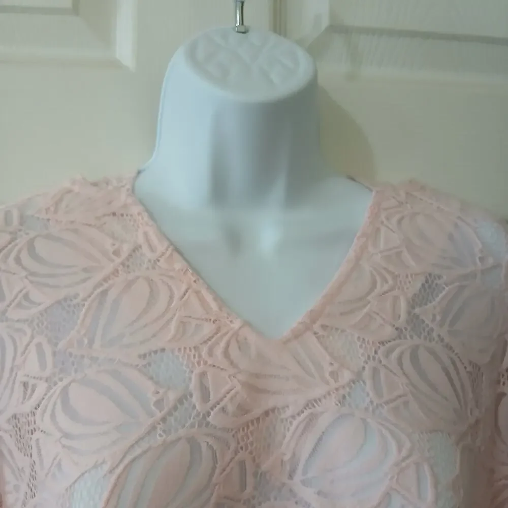 Lulu-B Swim Cover Up Womens L Pink Lace Hooded Tunic Long Sleeve Beach Boho NWT